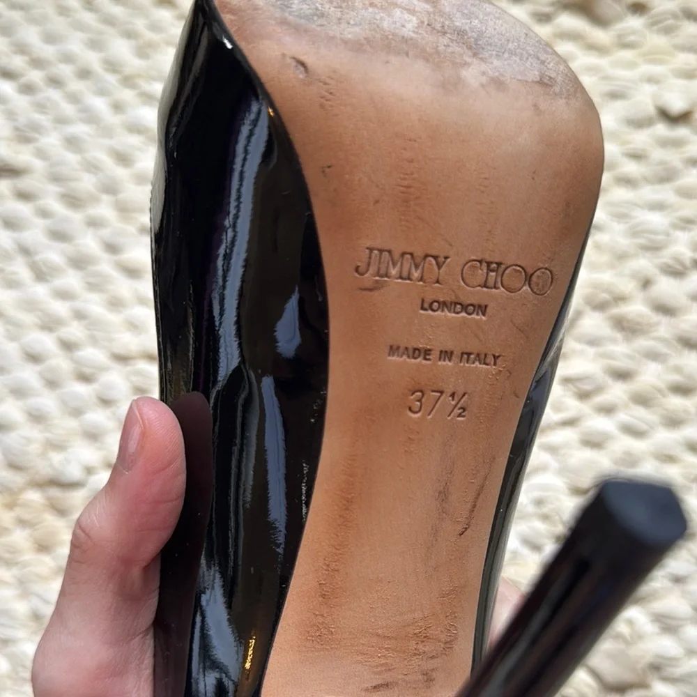 Jimmy Choo - size 37 1/2 - Black and Tan High Heels